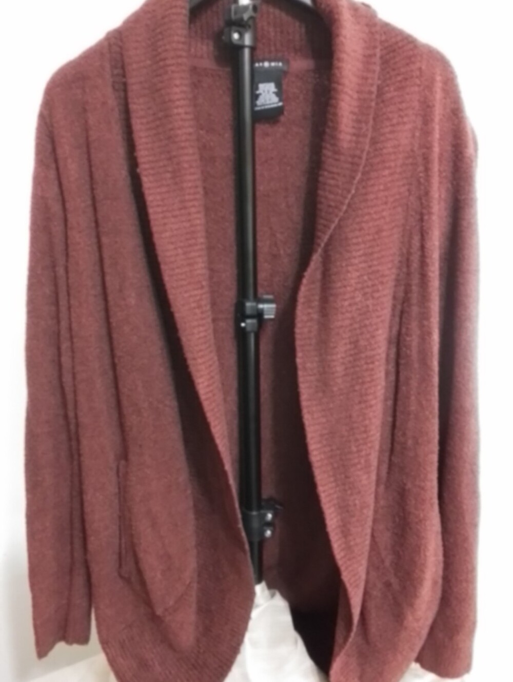 Cozy Open-Front Shawl Collar Sweater Cardigan - Rust